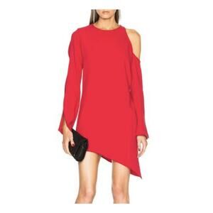 IRO Red Awati Cutout Shoulder Asymmetrical Long Sleeves Dress Size 42 NWT